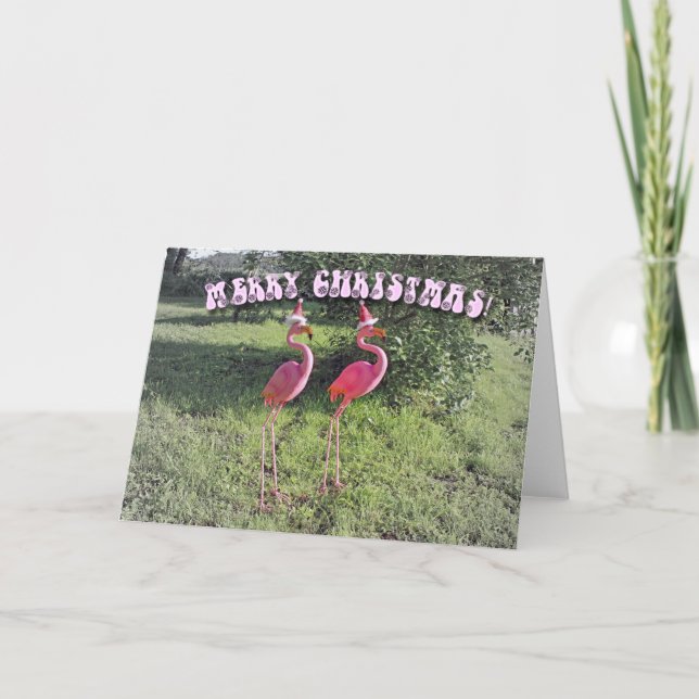 Cartão de Saudação de Natal Flamingo Incrível (Frente)