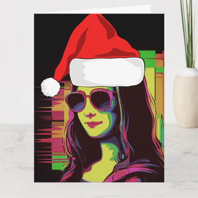 Cartão de Saudação de NATAL FUNNO MONA LISA (Frente)