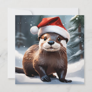 Cartão de saudação de Natal Otter