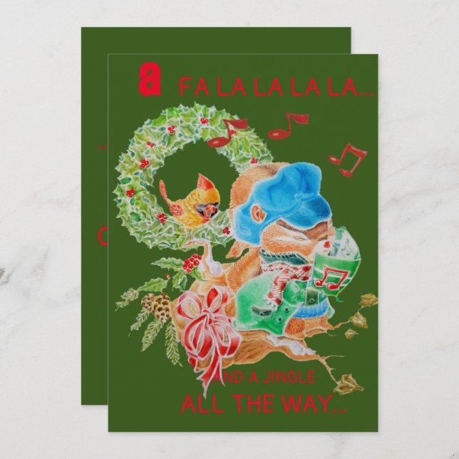 Cartão de Saudação de Natal para Avô (Frente/Verso)