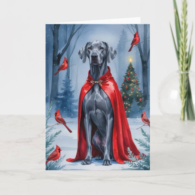 Cartão de Saudação de Natal para Cachorros do Weim (Frente)