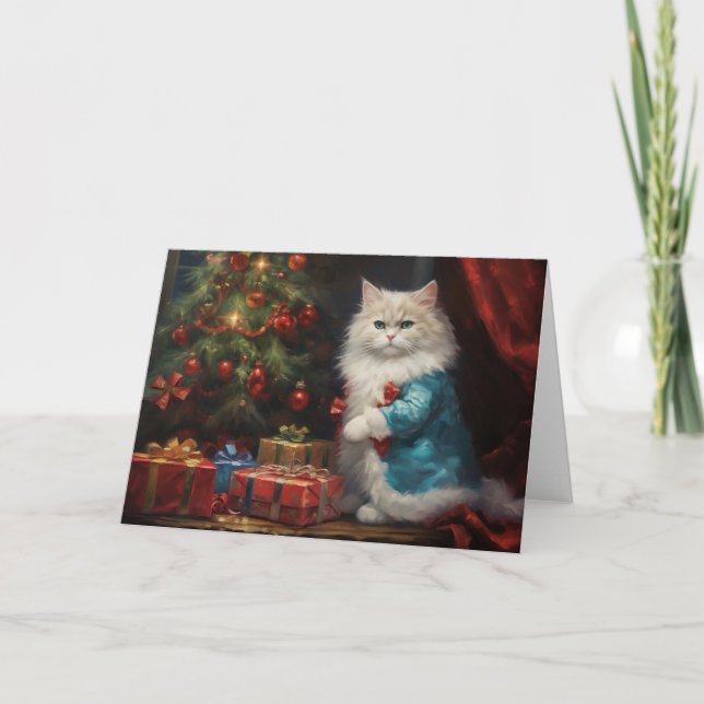 Cartão de saudação de Natal para gatos Ragdoll (Frente)