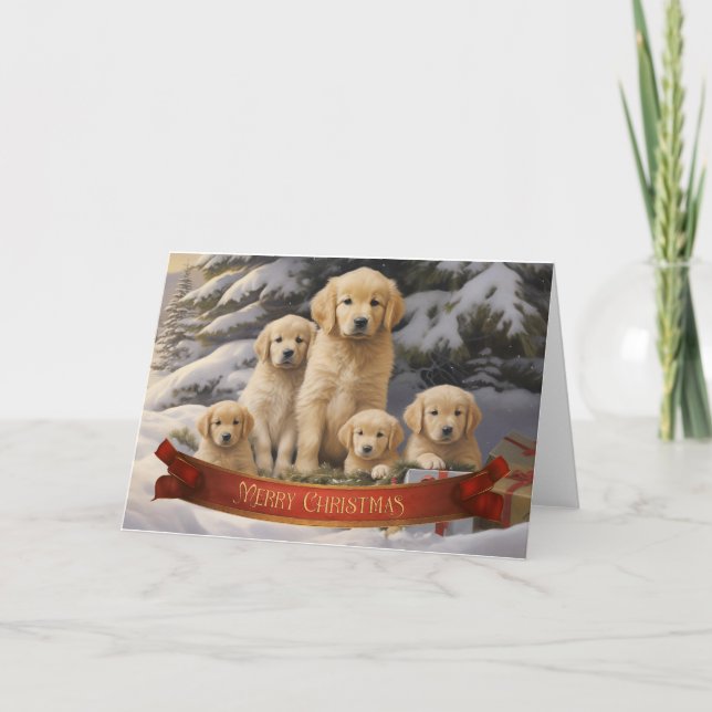 Cartão de saudação de Natal para ouro Retriever (Frente)
