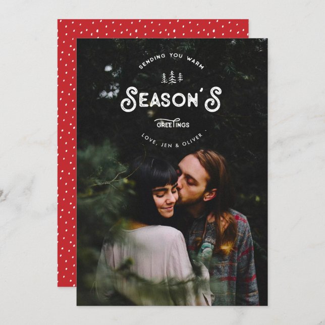 Cartão de Saudação de Natal Pines Feriados (Frente/Verso)