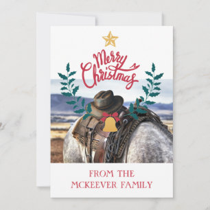 Cartão de Saudação de Natal Rustic Family Ranch