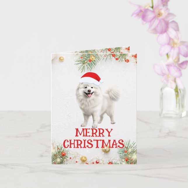 Cartão de saudação de Natal Samoyed Personalizável (Orquídea)