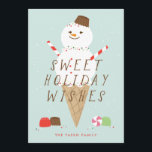 Cartão de Saudação de Natal Snowcone<br><div class="desc">Esta adorável carta ilustrada apresenta um verdadeiro cone de neve junto com doces.</div>
