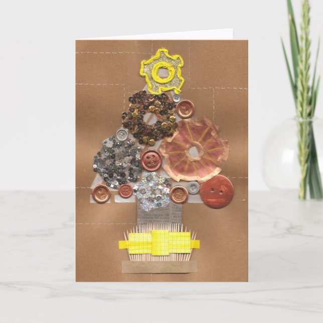 Cartão de Saudação de Natal Steampunk (Frente)