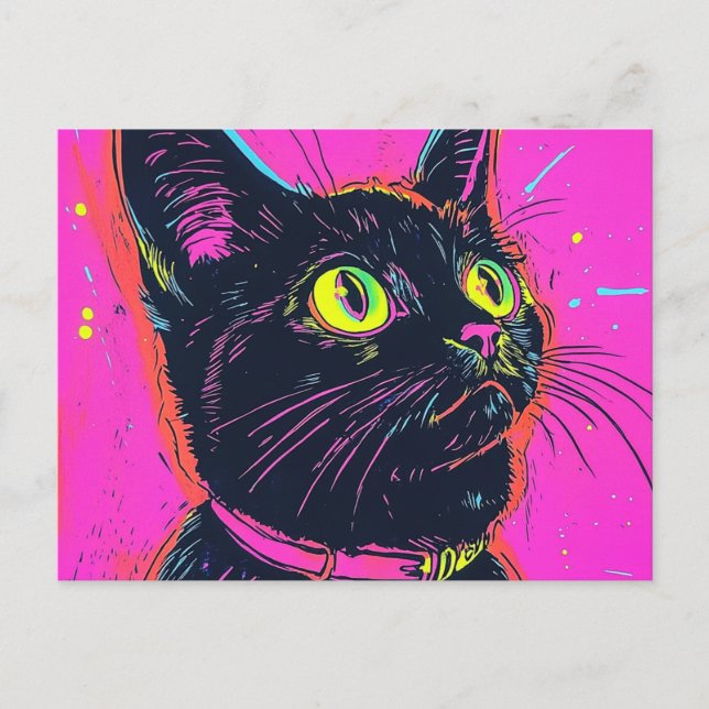 Cartão de saudação de Neon cat (Frente)