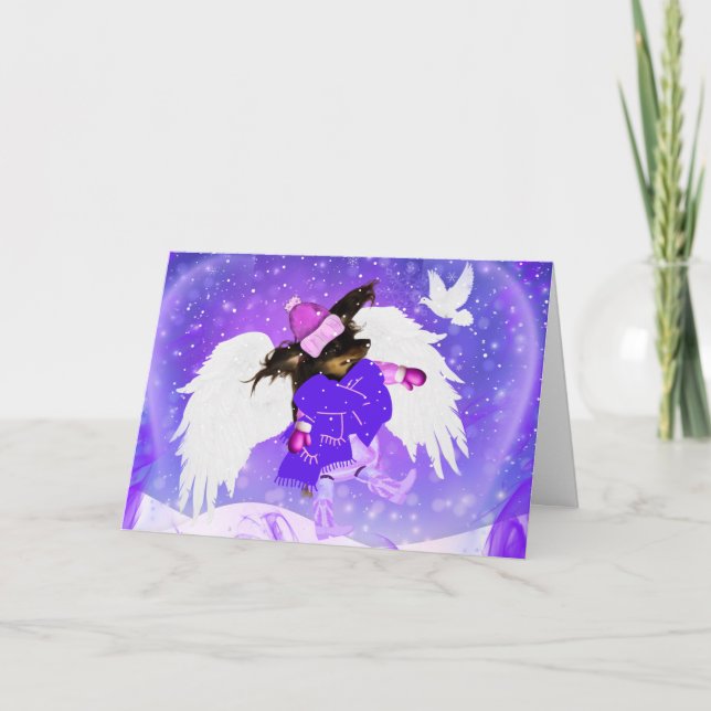 Cartão de Saudação de Neve Angel Weenie (Frente)