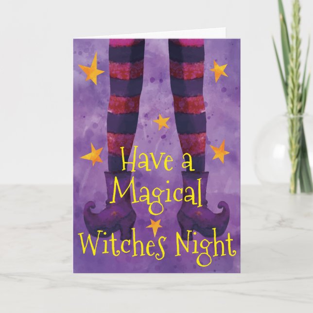 Cartão de Saudação de Noite das Bruxas Mágicas (Frente)