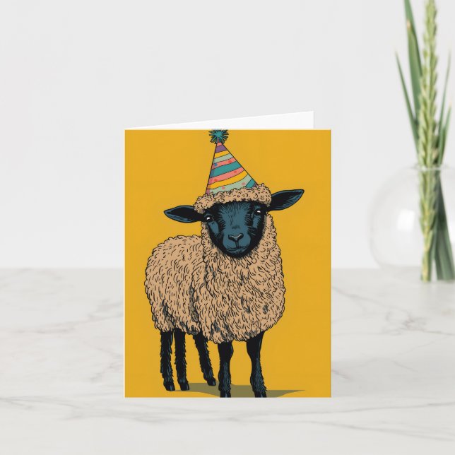 Cartão de Saudação de Ovelha de Festa (Frente)