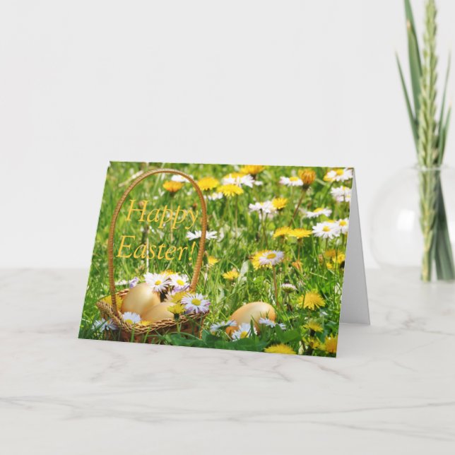 Cartão de Saudação de Ovos de Páscoa de ouro (Frente)