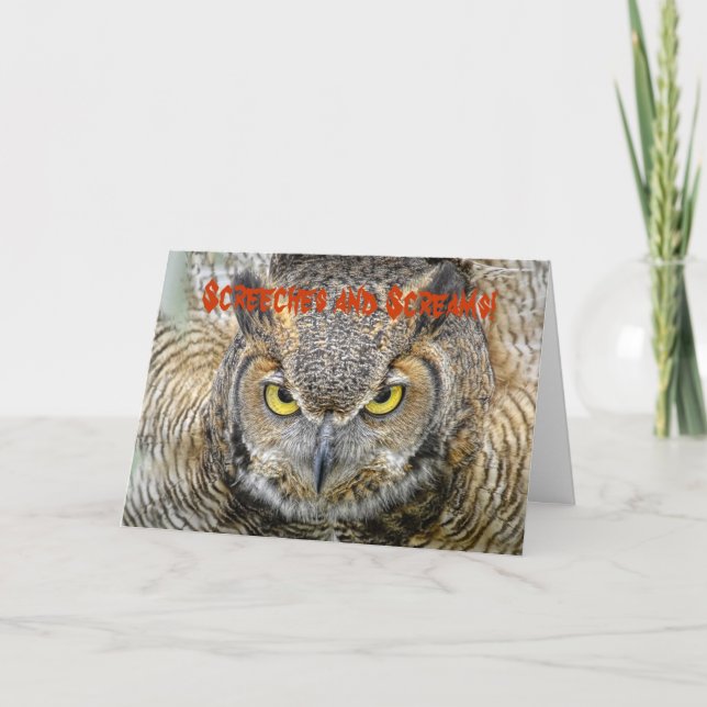 Cartão de Saudação de Owl Halloween (Frente)