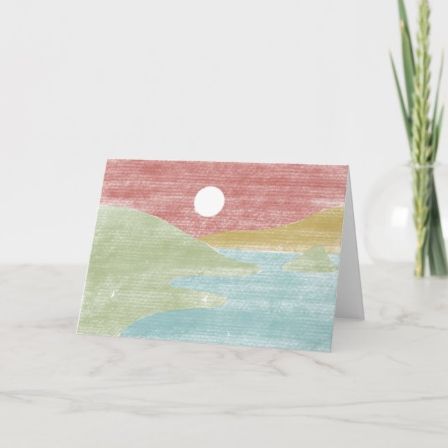 Cartão de Saudação de Paisagem Minimalista Desenha (Frente)