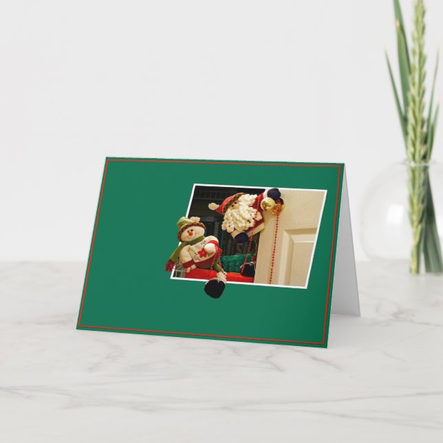 Cartão de Saudação de Papai Noel e Neve (Frente)