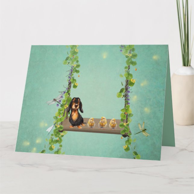 Cartão de saudação de Páscoa Dachshund (Frente)