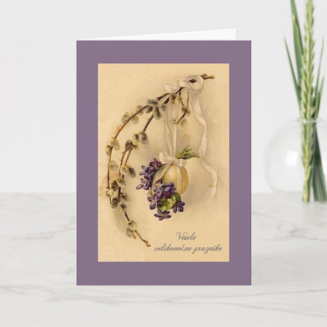Cartão de Saudação de Páscoa esloveno Vintage (Frente)