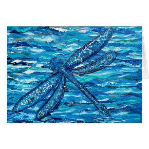 Cartão de Saudação de Pintura de Dragonfly Azul