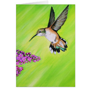 Cartão de Saudação de Pintura de Hummingbird e
