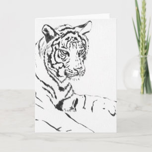 Cartão de Saudação de Pintura de Tigre Branco