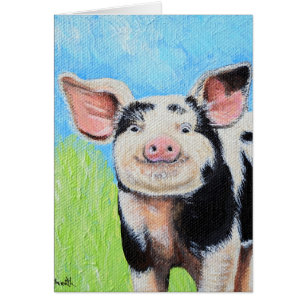 Cartão de Saudação de Pintura para Suínos Feli