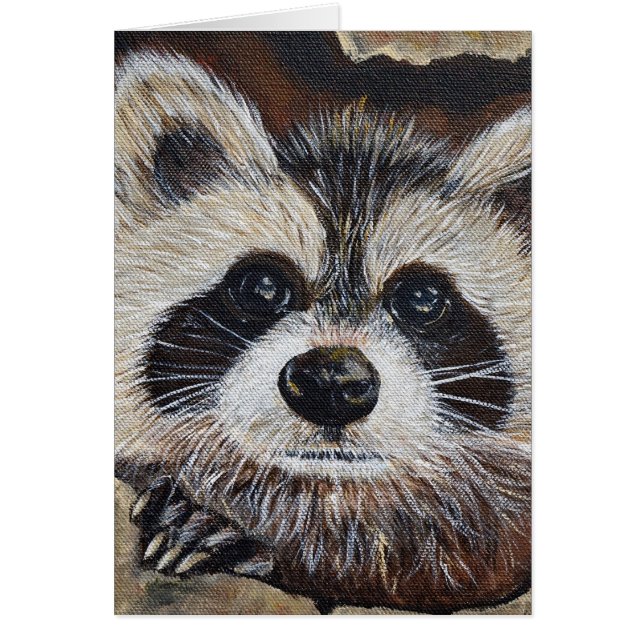 Cartão de Saudação de Pintura Raccoon (Frente)