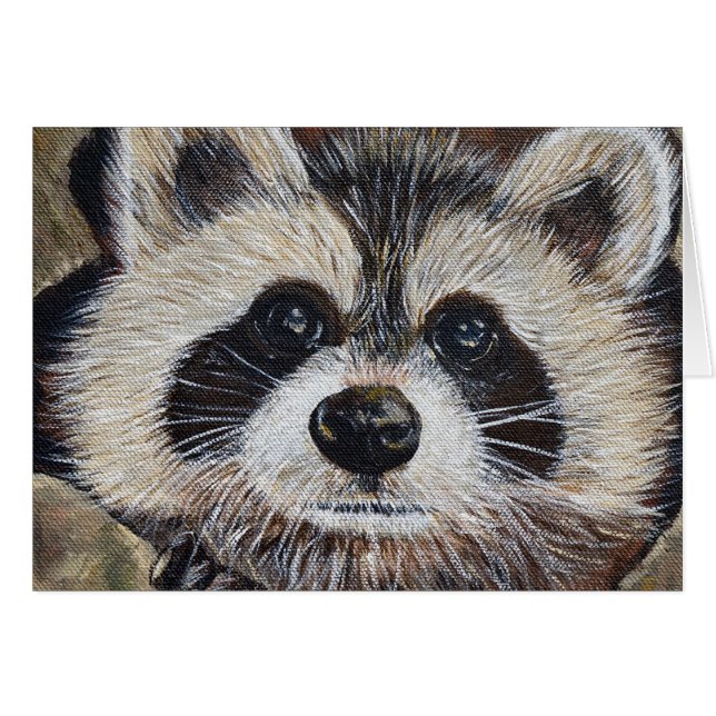 Cartão de Saudação de Pintura Raccoon (Frente Horizontal)