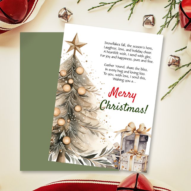 Cartão de Saudação de Poema de Árvore de Férias de (Elevate your upcoming event with this cozy Christmas invitation and heartwarming poem!)