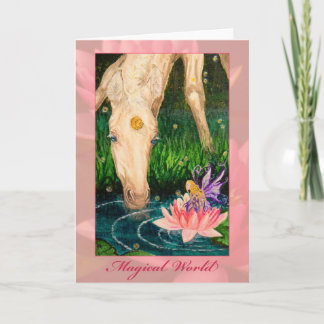 Cartão de saudação de Pond Unicorn e Fairy Fantasy