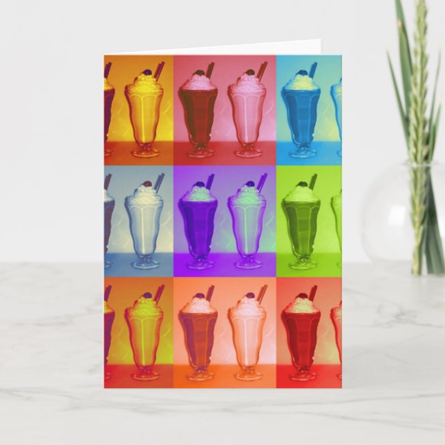 Cartão de saudação de Pop Art Milkshakes (Frente)