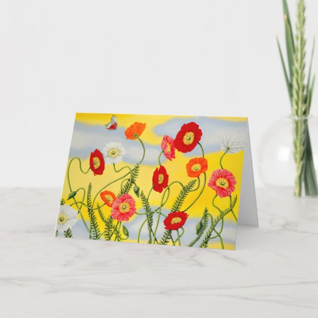 Cartão de Saudação de Poppies (Frente)