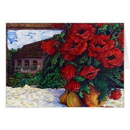 Cartão de Saudação de Poppies e Cebolas