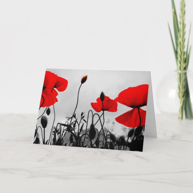 Cartão de Saudação de Poppies Vermelhos (Frente)
