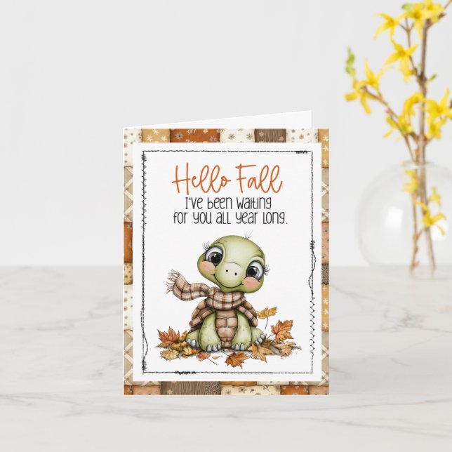 Cartão de saudação de queda, Cartão de tartaruga d (Flor Amarela)