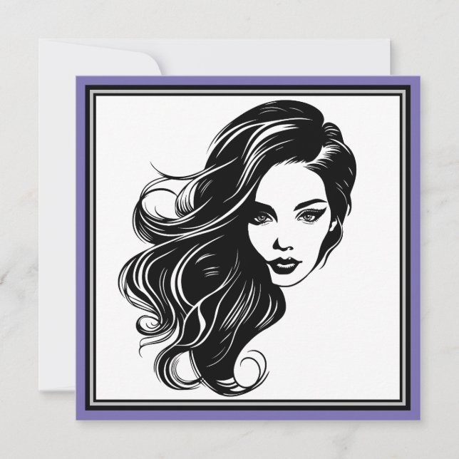 Cartão de saudação de retrato de mulher branca e n (Frente)