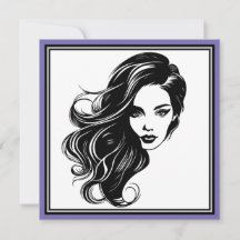 Cartão de saudação de retrato de mulher branca e n