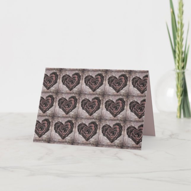 cartão de saudação de rosa de coração gótico (Frente)