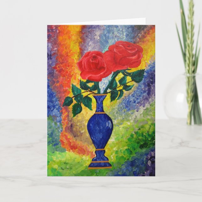 Cartão de Saudação de Rosas Clássicos (Frente)