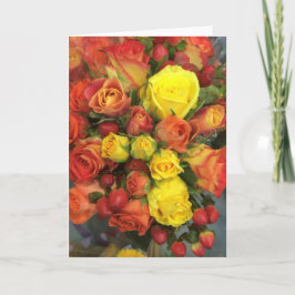 Cartão de saudação de rosas de queda