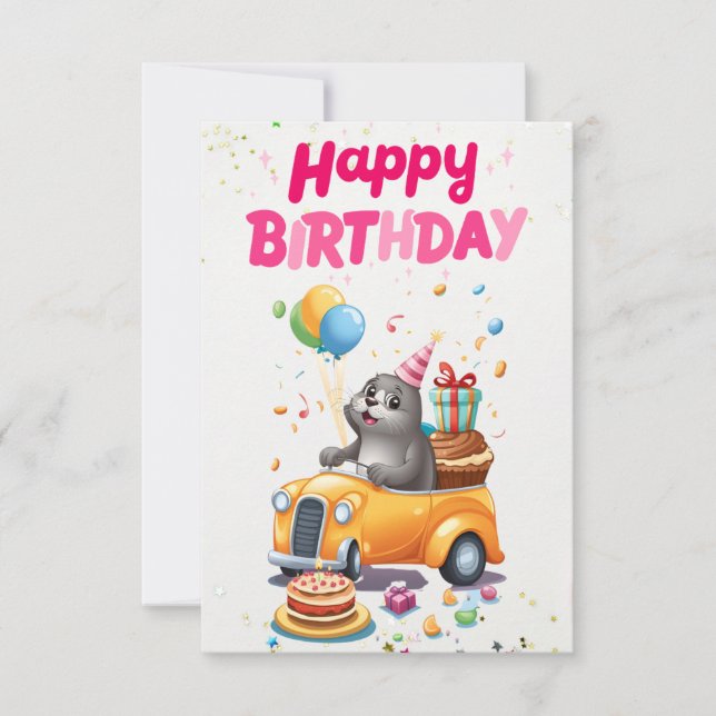 Cartão de saudação de selo alegre (Frente)