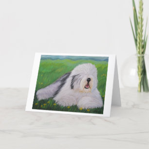 Cartão De Saudação De Sheepdog Inglês Antigo Por S