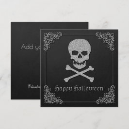 Cartão de Saudação de Silver Skull & Crossbones Ha