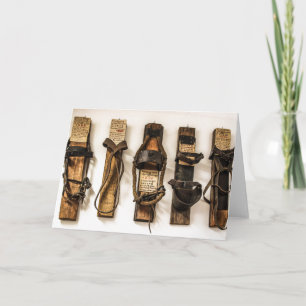 Cartão de Saudação de Tempo de Esqui Antigo