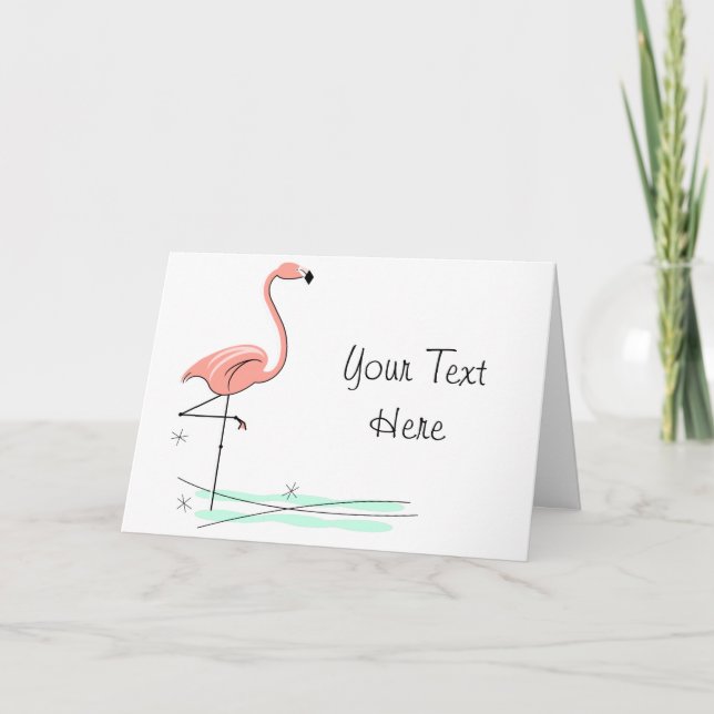 Cartão de saudação de texto Flamingo Ocean (Frente)