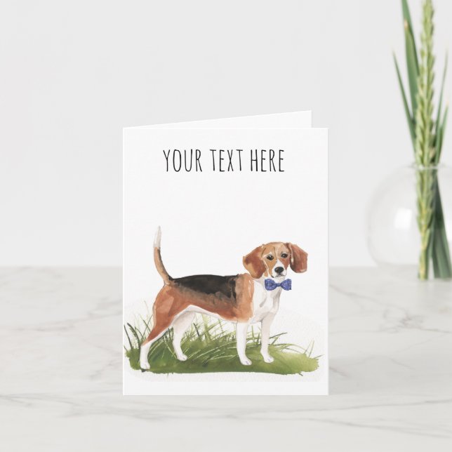 Cartão de saudação de texto personalizado Beagle (Frente)