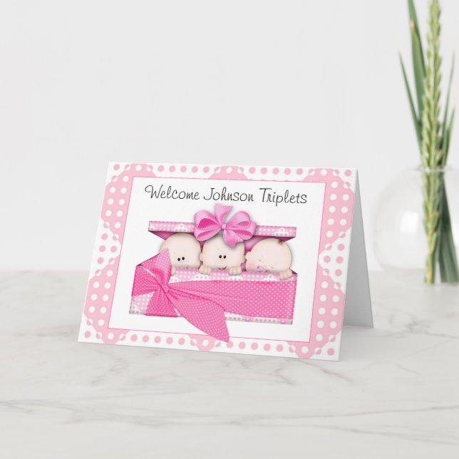 Cartão de Saudação de Tripletes Personalizado (Frente)