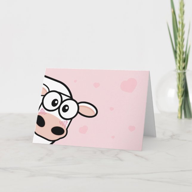 Cartão de Saudação de Vaca e Coração (Frente)
