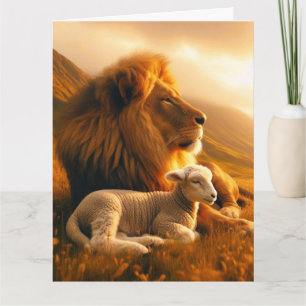 Cartão de Saudação de Vazio Cristão LION & LAMB