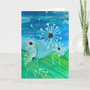 Cartão de Saudação de Vazio de Aquarela Dandelion